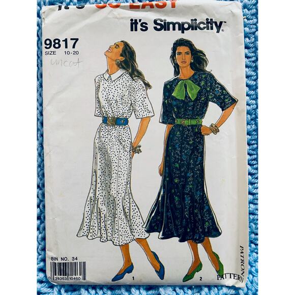 Simplicity 9817 pattern maxi dress 1980s size 10-20 - Picture 1 of 5